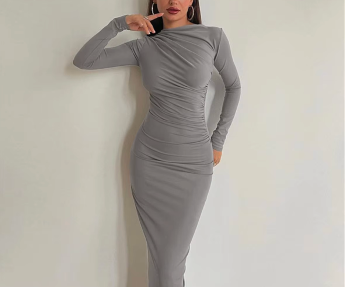 Women's Long Sleeve Slim Fit Maxi Dress